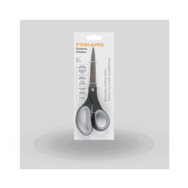 Fiskars Tijera de Acero Inoxidable 21cm, Softgrip, Gris